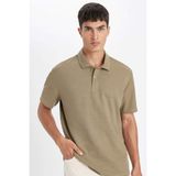 DeFacto Regular Fit Polo Yaka Kısa Kollu Tişört, S, 3153107, Haki, Erkek
