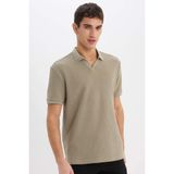 DeFacto Regular Fit Polo Yaka Kısa Kollu Tişört, XL, E1215AX25SM, Haki-KH465, Erkek