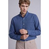 DeFacto Regular Fit Polo Yaka Oxford Uzun Kollu Gömlek, M, H3573AX26SP, İndigo-IN131, Erkek