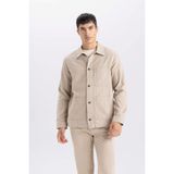 DeFacto Regular Fit Polo Yaka Pamuklu Cepli Gömlek, XS, B4131AX24SP, Bej-BG773, Erkek