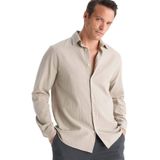 DeFacto Regular Fit Polo Yaka Pamuklu Uzun Kollu Gömlek, XS, E7741AX25AU, Haki-KH475, Erkek