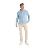 DeFacto Regular Fit Polo Yaka Penye Uzun Kollu Gömlek, 2XL, E8067AX25AU, Mavi-BE422, Erkek