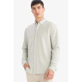 DeFacto Regular Fit Polo Yaka Penye Uzun Kollu Gömlek, L, F9049AX26SP, Haki-KH494, Erkek