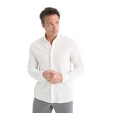 DeFacto Regular Fit Polo Yaka Penye Uzun Kollu Gömlek, M, E8067AX25AU, Ekru-ER105, Erkek