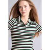 DeFacto Regular Fit Polo Yaka Ribana Kısa Kollu Tişört, S, G9869AX26SP, Yeşil, Kadın