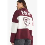 DeFacto Regular Fit Polo Yaka Sırt Baskılı Sweatshirt, L, G3882AX25WN, Bordo-BR115, kadın