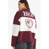 DeFacto Regular Fit Polo Yaka Sırt Baskılı Sweatshirt, M, G3882AX25WN, Bordo-BR115, kadın