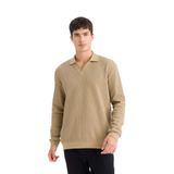 DeFacto Regular Fit Polo Yaka Sweatshirt, L, D7448AX25SP, Haki-KH185, erkek