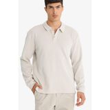 DeFacto Regular Fit Polo Yaka Sweatshirt, L, F3317AX25WN, Bej-BG766, erkek