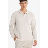 DeFacto Regular Fit Polo Yaka Sweatshirt, S, F3317AX25WN, Bej-BG766, erkek