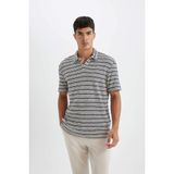 DeFacto Regular Fit Polo Yaka Triko Kısa Kollu Tişört, S, D4818AX24SM, Lacivert-NV46, Erkek