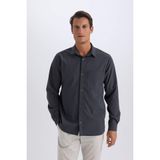 DeFacto Regular Fit Polo Yaka Uzun Kollu Gömlek, M, D8713AX25SP, Antrasit-AR15, Erkek