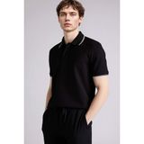 DeFacto Regular Fit Polo Yaka Waffle Kısa Kollu Tişört, S, D7932AX26SP, Siyah-BK81, Erkek