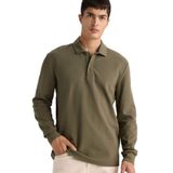 DeFacto Regular Fit Polo Yaka Waffle Sweatshirt, M, F0301AX25AU, Haki-KH82, erkek
