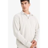 DeFacto Regular Fit Polo Yaka Yarım Fermuarlı Fitilli Kadife Sweatshirt E9410AX25AU
