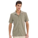 DeFacto Regular Fit Polo Yaka Yazlık Kısa Kollu Gömlek, L, E1211AX25SM, Haki-KH465, Erkek