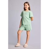 DeFacto Regular Fit Puantiyeli Fitilli Kaşkorse 2'li Pijama Takımı Kız Çocuk H8103A826HS - Yeşil-GN1136 - 5 - 6 Yaş