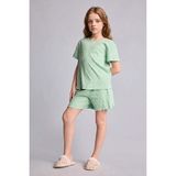 DeFacto Regular Fit Puantiyeli Fitilli Kaşkorse 2'li Pijama Takımı Kız Çocuk H8103A826HS - Yeşil-GN1136 - 7 - 8 Yaş