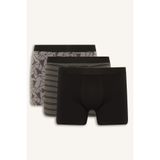 DeFacto Regular Fit Şal Desenli 3'lü Boxer, 2XL, G9286AX26SP, Gri-GR211, erkek