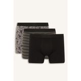 DeFacto Regular Fit Şal Desenli 3'lü Boxer G9286AX26SP - Gri-GR211