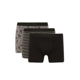 DeFacto Regular Fit Şal Desenli 3'lü Boxer, M, G9286AX26SP, Gri-GR211, erkek