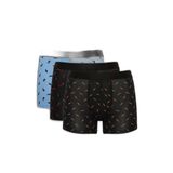 DeFacto Regular Fit Sebze Baskılı 3'lü Boxer, M, G9379AX26SP, Siyah-BK81, erkek
