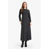 DeFacto Regular Fit Selanik Kumaş Elbise, M, G1537AX26SP, Antrasit-AR190, Kadın