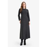 DeFacto Regular Fit Selanik Kumaş Elbise, S, G1537AX26SP, Antrasit-AR190, Kadın