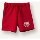 DeFacto Regular Fit Slogan Baskılı Sweatshirt Kumaşı Şort Erkek Bebek G8420A526SM - 5 - 6 Yaş - Kırmızı