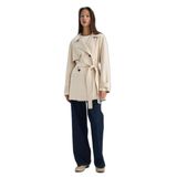 DeFacto Regular Fit Smokin Yaka Süet Trençkot, XS, Regular Fit Smokin Yaka Süet Trençkot, Ekru-ER128, Kadın