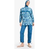 DeFacto Regular Fit Su İtici 3'lü Desenli Burkini Tesettür Mayo Takım E7996AX25HS - Mavi-BE376