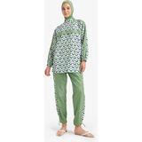 DeFacto Regular Fit Su İtici 3'lü Desenli Burkini Tesettür Mayo Takım E7996AX25HS - Yeşil-GN680