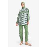 DeFacto Regular Fit Su İtici 3'lü Desenli Burkini Tesettür Mayo Takım E7996AX25HSGN680
