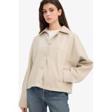 DeFacto Regular Fit Suni Deri Mont, M, Regular Fit Suni Deri Mont, Ekru-ER128, Kadın