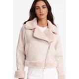 DeFacto Regular Fit Suni Kürk Astarlı Mont, L, Regular Fit Suni Kürk Astarlı Mont, Ekru-ER128, Kadın