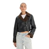 DeFacto Regular Fit Suni Kürk Astarlı Mont, XS, Regular Fit Suni Kürk Astarlı Mont, Siyah-BK27, Kadın
