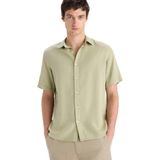 DeFacto Regular Fit Tencel Kısa Kollu Gömlek, XS, E2530AX25SM, Haki-KH488, Erkek