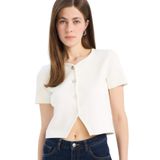 DeFacto Regular Fit Triko Hırka Beyaz, XS, TYC32EDD7DAA546A00, Beyaz-WT34, Kadın