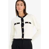 DeFacto Regular Fit Triko Hırka Ekru, L, C1482AX26SP, Ekru-ER99, Kadın