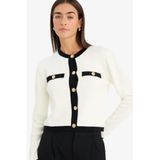 DeFacto Regular Fit Triko Hırka Ekru, M, C1482AX26SP, Ekru-ER99, Kadın