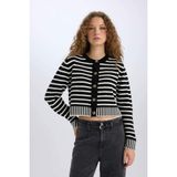 DeFacto Regular Fit Triko Hırka, L, E2272AX24CW, Siyah-BK81, Kadın