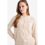 DeFacto Regular Fit Triko Hırka, L, G7634AX26SP, Bej, Kadın