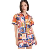 DeFacto Regular Fit Tropikal Desenli Plaj Gömleği, L, F5496AX25HS, Turuncu-OG343, Kadın