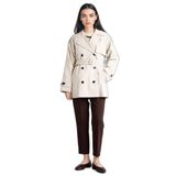 DeFacto Regular Fit Twill Trençkot, L, Regular Fit Twill Trençkot, Gri-GR392, Kadın