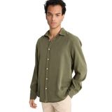 DeFacto Regular Fit Uzun Kollu Gömlek, S, G0406AX25AU, Haki-KH438, Erkek