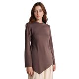 DeFacto Regular Fit Uzun Kollu Kahverengi Tunik, XL, G8765AX26SP, Kahve-BN340, Kadın