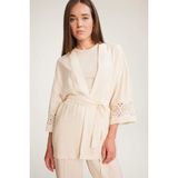 DeFacto Regular Fit Uzun Kollu Kuşaklı Kimono F0986AX25SM - Bej-BG677 - XL