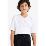 DeFacto Regular Fit V Beyaz Erkek Çocuk T-Shirt K1693A6/WT34