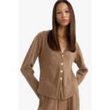 DeFacto Regular Fit V Yaka Hırka Kahve, S, G6331AX25WN, Kahve-BN531, Kadın