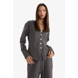 DeFacto Regular Fit V Yaka Hırka, S, G6331AX25WN, Antrasit-AR53, Kadın